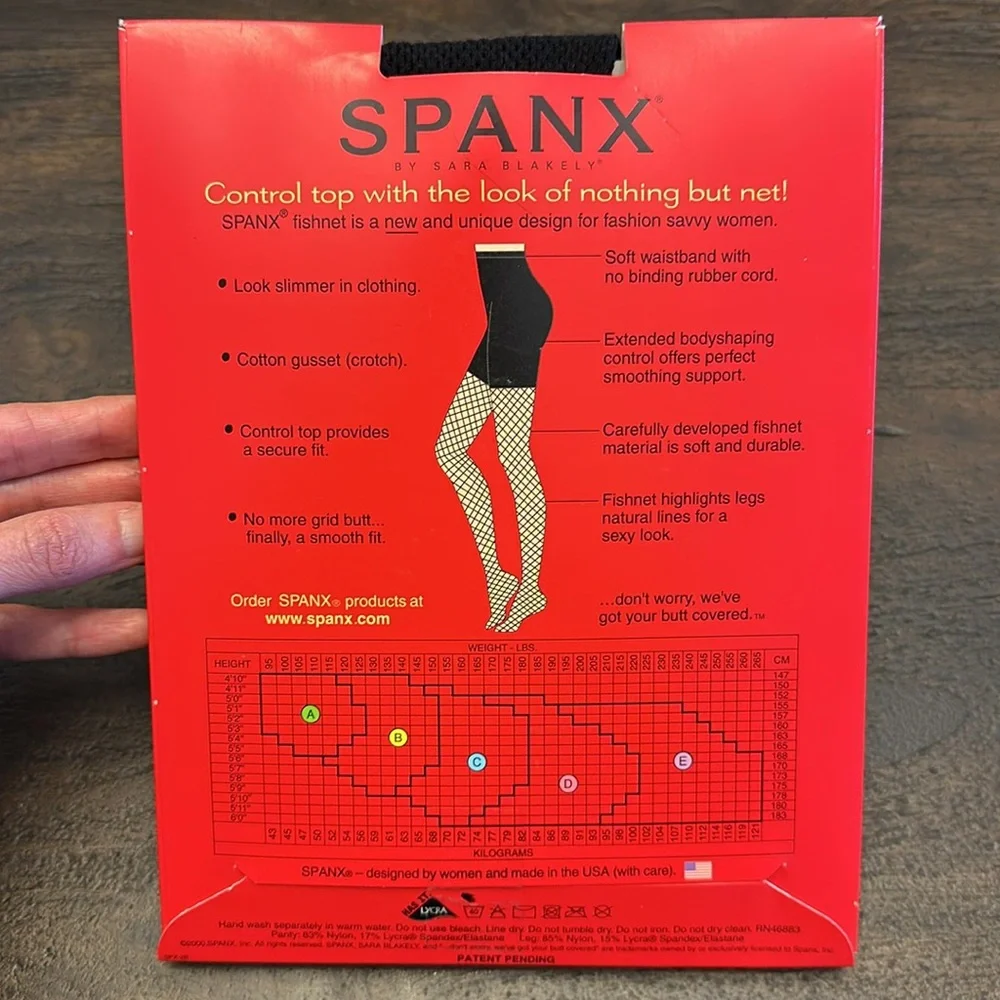 Spanx Control Top Fishnets, Black, Size A - Picture 4 of 6